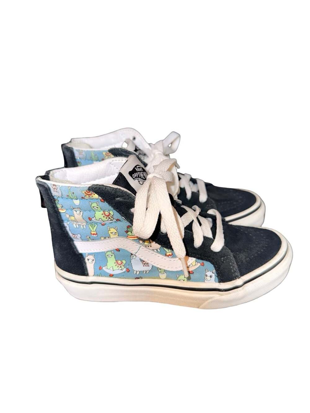 Vans Sk8-Hi Zip Youth Kids Blue Llama Cactus Print High Top Sneakers Size 12.5